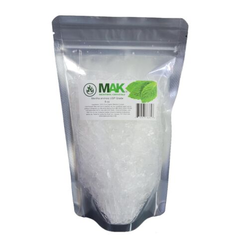 Mak Menthol Crystals 100% Pure Organic Food Grade 8 oz Resealable Bag Mint