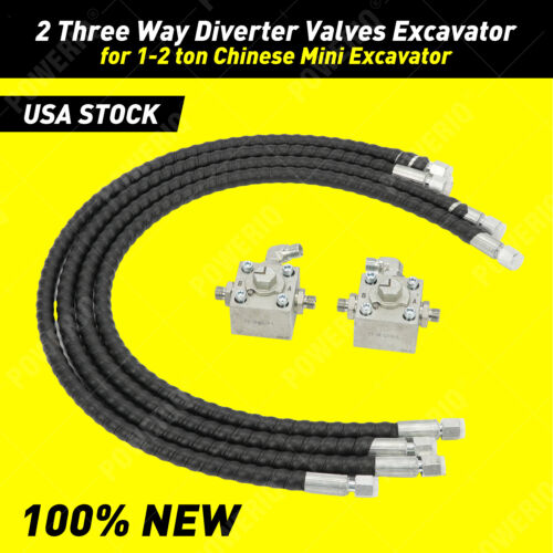 2 Three Way Diverter Valves Excavator for 1-2 ton Chinese Mini Excavator.