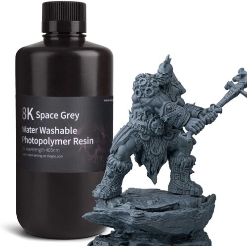 【BUY 3, GET 2 FREE ,add 5】ELEGOO 8K Water Washable Resin 405nm Space Grey 1kg