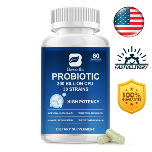 60pcs Probiotics Capusles 300 Billion CFU Improve Digestive Gut Health