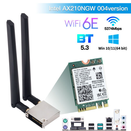 WiFi 6E Intel AX210NGW Wireless PCI-E Network Adapter Dual Antenna WiFi GO AX210