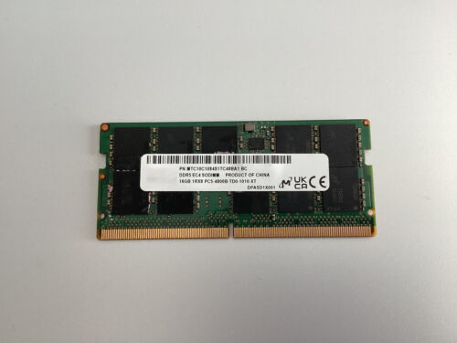 Micron 16GB SoDimm EC4 DDR5-4800B PC5-38400 1Rx8 ECC 1.1V MTC10C1084S1TC48BA1