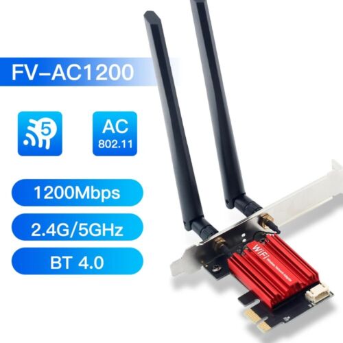 AC1200 5 PCIE WiFi Adapter Wireless Network Card Bluetooth 4.0 Dual Band 2.4G/5G