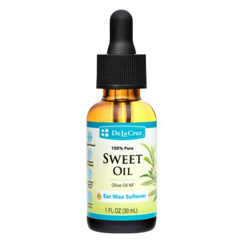 De La Cruz 100% Pure Sweet Oil, For Softening Ear Wax, Bottled in USA, 1 FL. OZ.