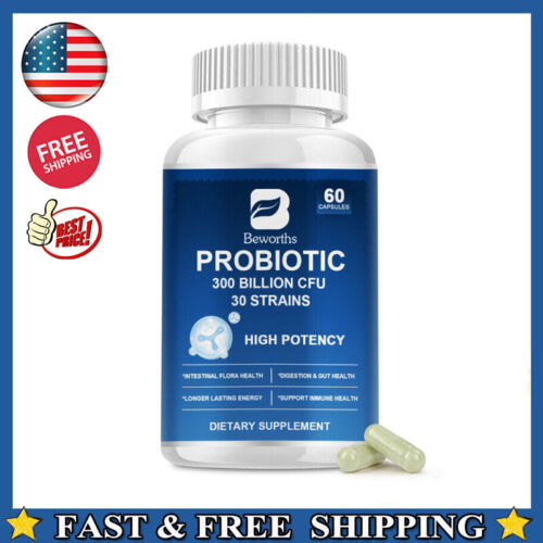 Probiotics Supplement 300 Billion CFU Support Digestive Gut Health 60 Capsules