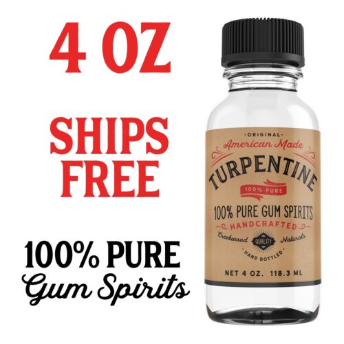 4 OUNCE 100% PURE Gum Spirits of Turpentine MADE IN USA Spirit Pine Tree Turps