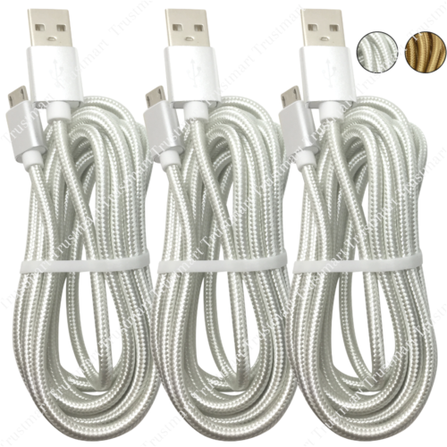 3-Pack Micro USB Cable 10Ft Fast Charge Cord For Samsung LG Android Charger Lot