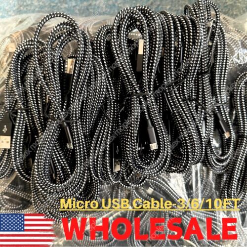 3/6/10Ft Micro USB Charging Cable Data Sync Charger Cord for Android Samsung Lot