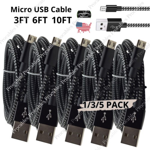 1/3/5X Lot Micro USB Fast Charger Data Cable Cord Heavy Duty For Samsung Android