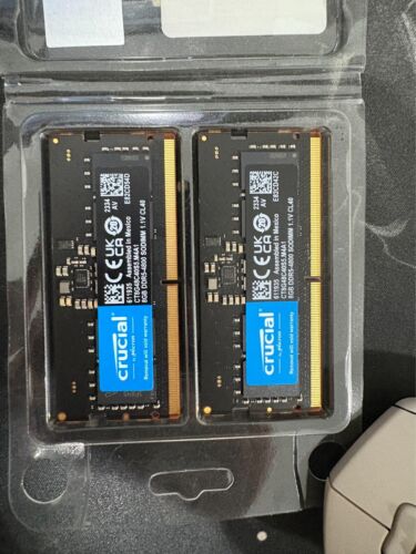 Crucial 16GB (2x8GB) DDR5 4800MHz SODIMM Laptop Notebook Memory (CT8G48C40S5)