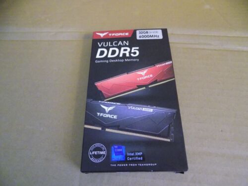 Team T-Force Vulcan 32GB 6000MHz DDR5 Desktop Gaming DIMMs FLBD532G6000HC38ADC01