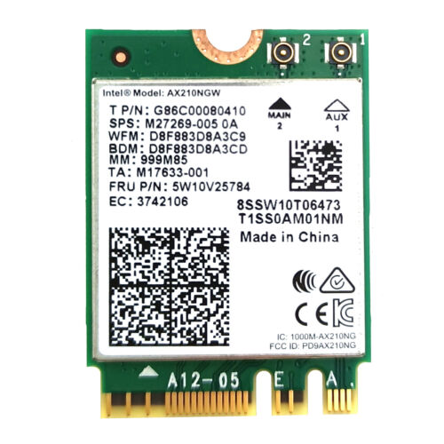 AX210 Wireless Network Card Windows PC M.2 WiFi 6E Bluetooth AX210NGW 3000Mbps