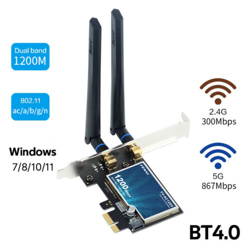 FV-AC1200 PCI-E Network Card 2.4G/5GHz Wireless Bluetooth Adapter for Windows PC