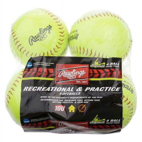 Rawlings NCAA Recreational Fastpitch Softballs, 11 inch, 4 Count