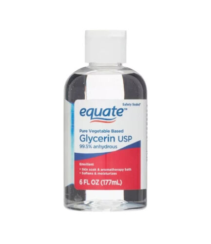 BOX OF 12 : Equate Pure Vegtable Based Glycerin USP 99.5% anhydrous 6.oz bottles