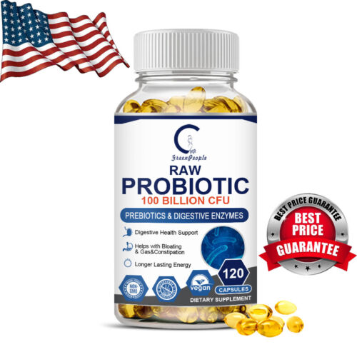 120Pcs Probiotics Digestive Enzymes 100 Billion CFU Capsules Help With Bloating