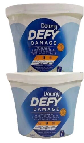 (2) Downey Defy Damage Total Wash Conditioning Beads UNSCENTED 19.5 Oz. each Tub