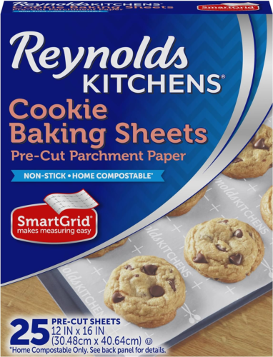 Kitchens Cookie Baking Sheets, Pre-Cut Parchment Paper,25 Count (Pack of 4), 100