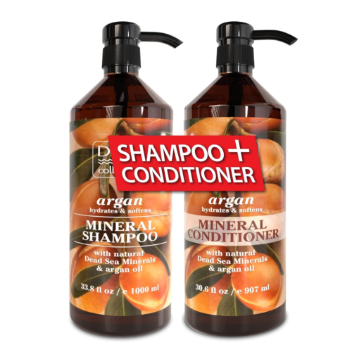 Softening Shampoo and Conditioner Set with Pure Argan Oil – Hair Products for Al