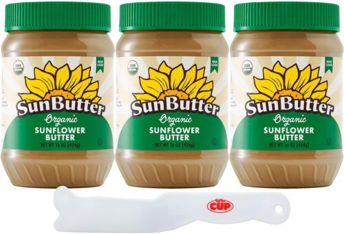 Sunbutter Organic Sunflower Butter 16 Ounce (Pack Of 3) With  Spreader