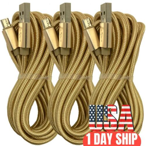 3Pack 10Ft Micro USB Fast Charger Cable Charging Cord Lot For Android Samsung LG