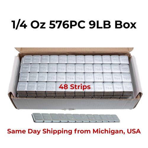 (1) Box Grey 1/4oz Wheel Weights Stick-On Adhesize Tape Lead Free 9lbs 576pcs