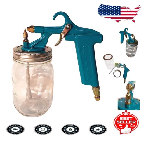 Professional Siphon Spray Gun Kit with 16-Ounce Mason Jar – Easy Clean Design