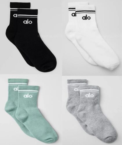 3 Pairs ALO Yoga UNISEX HALF-CREW THROWBACK SOCKS