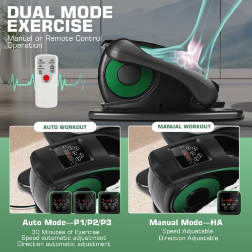 Under Desk Elliptical Machine, Electric Seated Pedal Exerciser with LCD Display