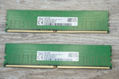 (2) Hynix DDR5 16GB 5600 CL40 1.1V UDIMM Memory Ram 5600Mbps HMCG78AGBUA081N