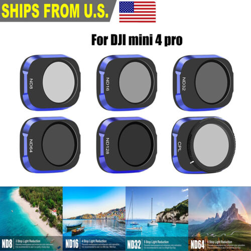 For DJI Mini 4 Pro Filter Set CPL ND Filter ND8 ND16 ND32 ND64 ND128