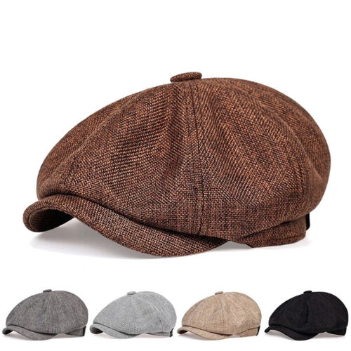 Men’s Peaky Blinders Irish Flat Caps Herringbone Linen Wool Tweed Blend Ireland