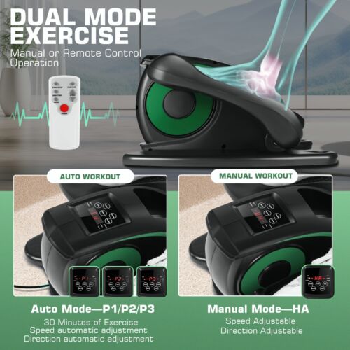 Under Desk Elliptical Machine Dual Mode Electric Seated Pedal Exerciser w/LCD US