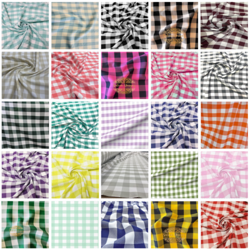 60″ Wide Checkered Gingham Buffalo Check Polyester Poplin Fabric – 1″x1″ Checks