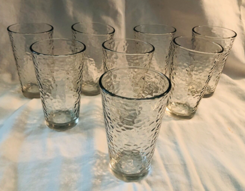 8 Vintage Libbey Textured Pebbled 16 Ounce Glass Tumblers