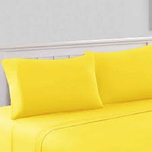 Yellow Solid 4 Pc Bed Sheet Set Choose Size’s 1000 Thread Count 100% Egyp Cotton