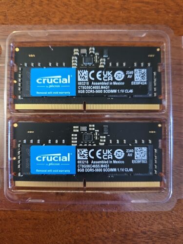 Crucial RAM 16GB Kit (2x8GB) DDR5 5600MHz Laptop Memory CT2K8G56C46S5 262-Pin