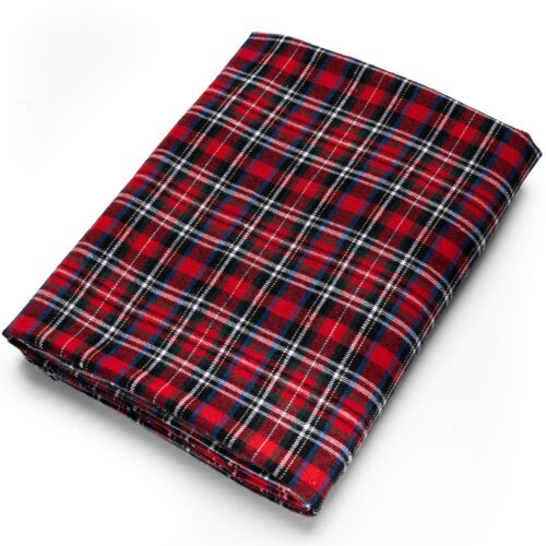 Red Tartan Plaid Cotton Flannel Fabric – 60″ Wide – Sold by the Yard and Bolt