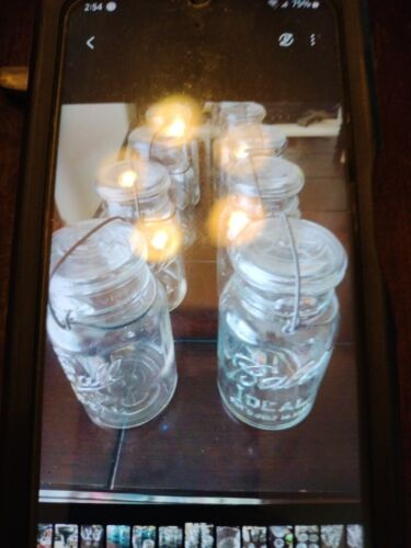 Vintage BALL IDEAL Mason Jar! WIRE Bale & GLASS Lid! 16 Ounce Jar! (1933-1962)