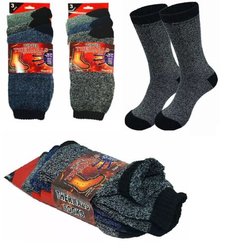 6 Pairs Men Winter Thermal Super Warm Heated Socks Heavy Duty Boots Size 10-13