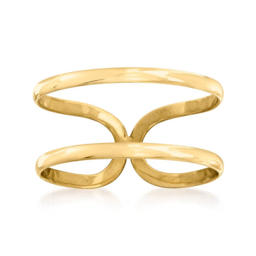 Double Two Band Open Space Ring Real Solid 14K Yellow Gold Sizes 5 6 7 8 9 10