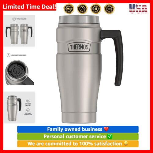 16-Ounce Matte Stainless Steel Vacuum-Insulated Travel Mug – Leak-Proof Design