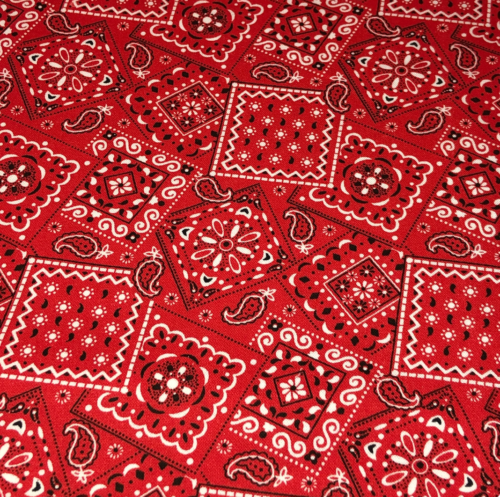 Red – Blazin’ Bandana 100% cotton fabric by the yard 36 x 44 – nice shade of red