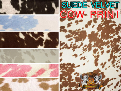 Suede Velvet Cow Print Fabric Udder Madness Upholstery 58″ Wide Sold By the Yard