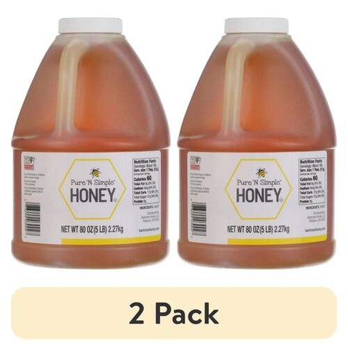 Pure ‘N Simple Honey, 100% Pure Honey, 80 oz, Plastic Handle Jug, No Allergens*2