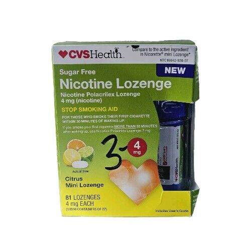 CVS 4mg Nicotine Lozenges Sugar Free Mini Citrus 81 Count Exp 9/25