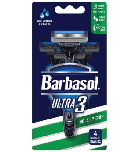 Barbasol Razor Shaver Disposable Premium Ultra Comfort Pivot 3 Head 4 Count