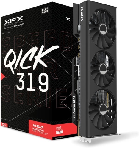 Speedster QICK319 RX 7700 XT Black Gaming Graphics Card 12GB GDDR6 HDMI 3Xdp, AM