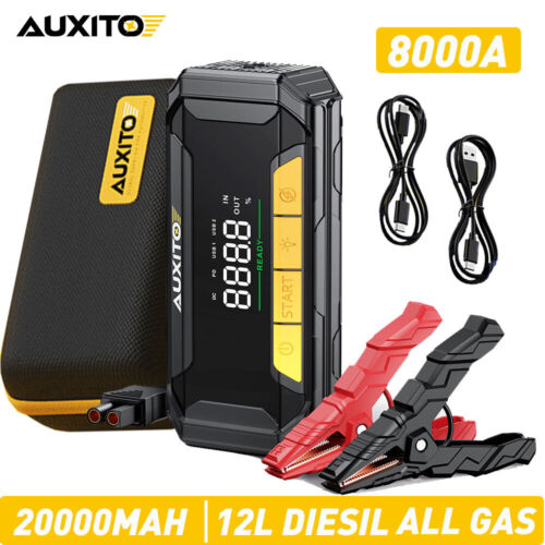 AUXITO 8000A 20000mah Car Jump Starter 12V Battery Booster Charger Portable