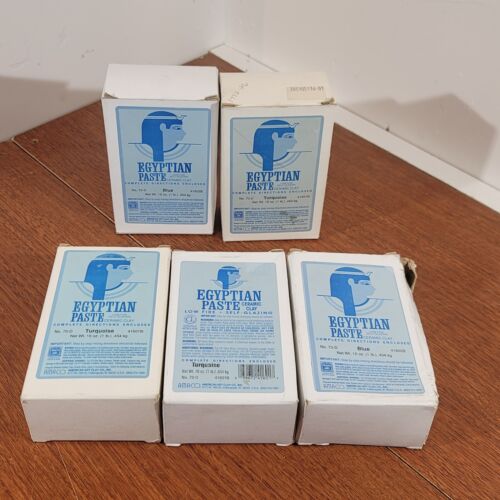 Vintage Egyptian Paste Ceramic Clay Blue & Turquoise 5 boxes 16 ounce each